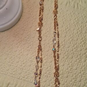 Gold-Tone Crystal Station Long Necklace ** Kirks Folly **